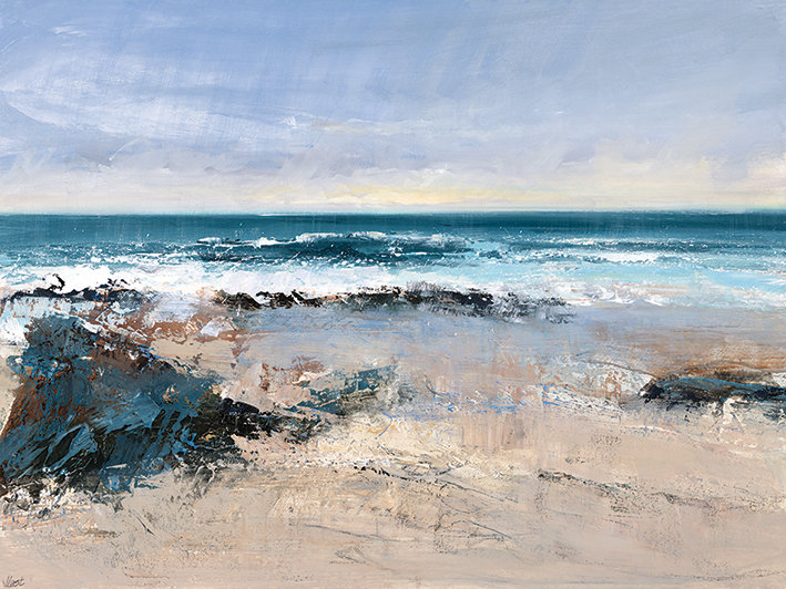 Watching The Waves - No Frame Print, 60cm H x 80cm W, No Mount, Wrapped Canvas