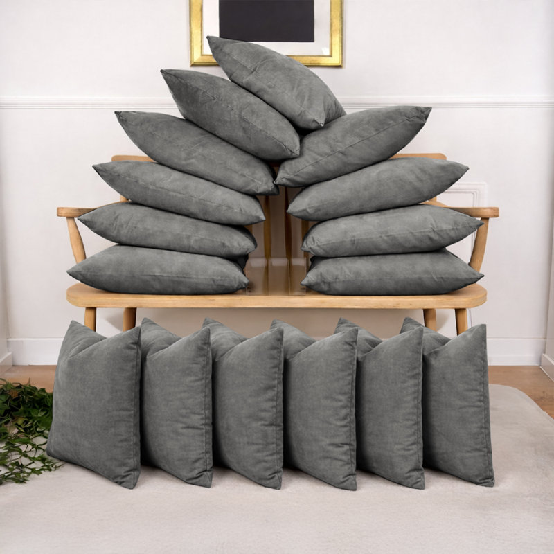 16 Pack Velvet Cushion Cover Square Throw Cushion Cases Multi Color Available, Grey