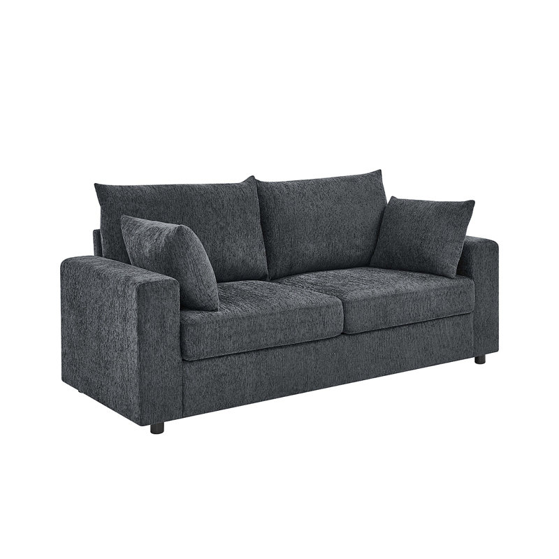 Canapé moderne rembourré de 78 po avec coussins profonds et coussins amovibles, Gris