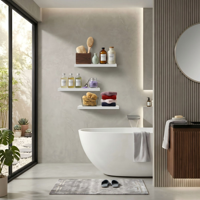 Ensemble de 3 tablettes murales flottantes blanches, support mural invisible de 16 pouces pour le rangement et la décoration de la maison