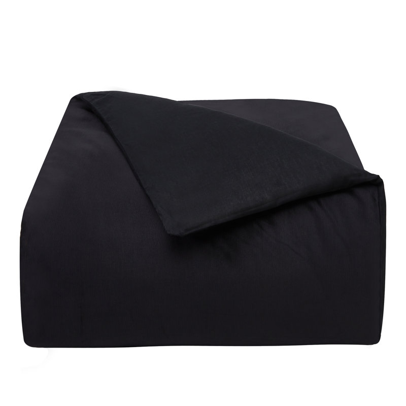 Kiron Valletta Duvet Cover Set, Queen Duvet Cover + 2 Standard Shams, Black