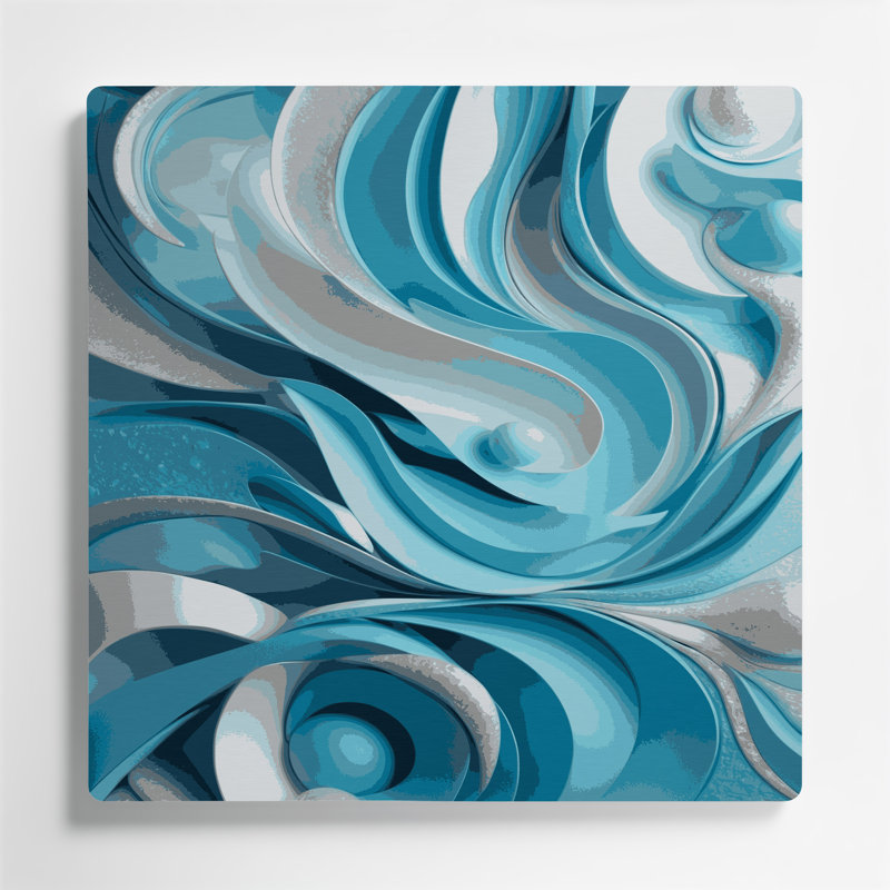 Abstrait formes 78, art mural en métal bleu, H 12 po x l 12 po