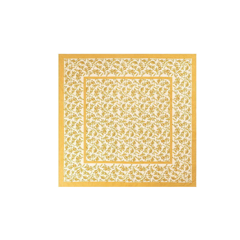 Brona Tablecloth - Square, 90" Square, Mustard/White