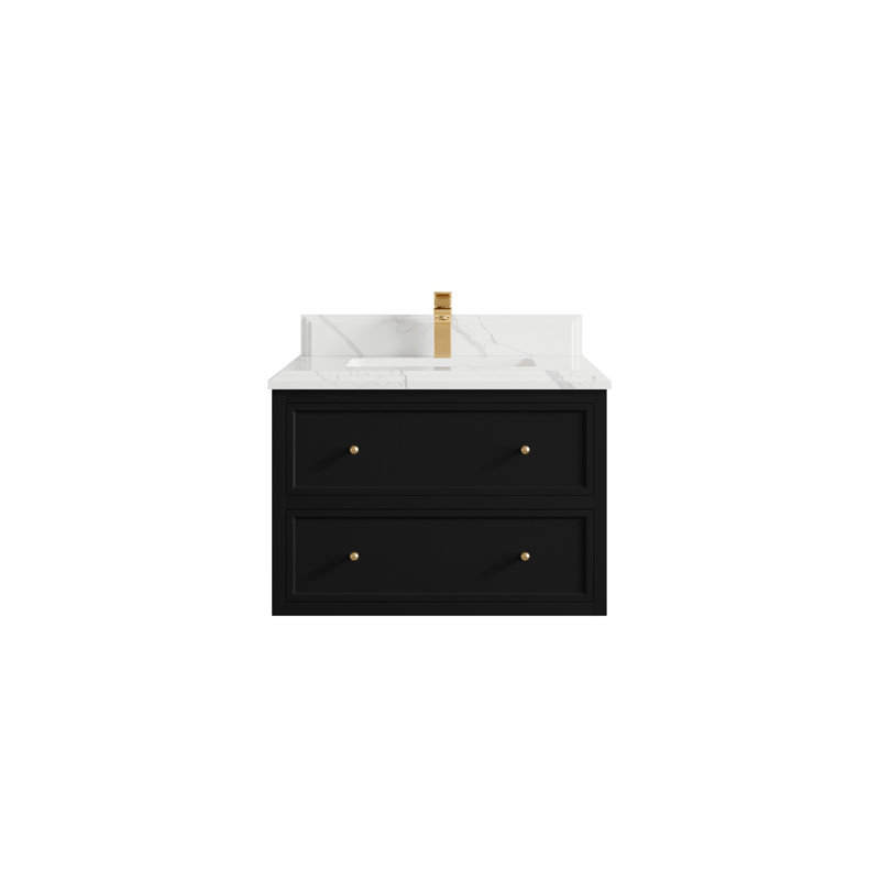 Meuble-lavabo simple flottant 30 po Roswell, Calacatta Laza