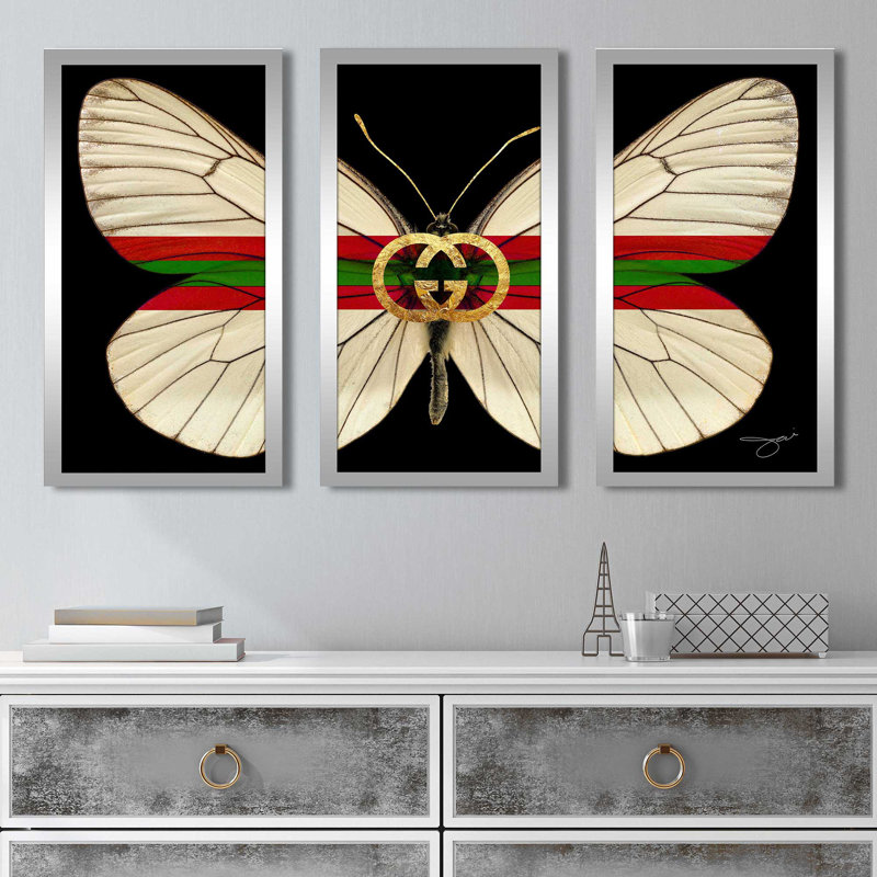 "Butterfly" par Jodi - 3 pièces encadrées, L 52,5 po x H 33,5 po x P 1 po