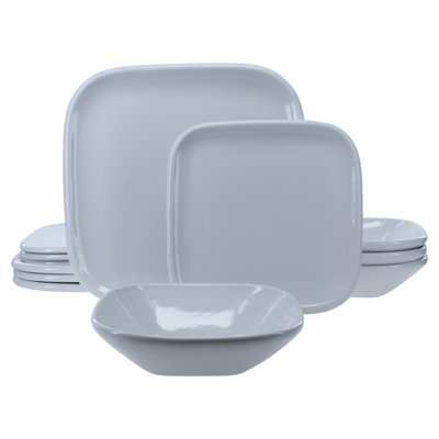 12-Piece, Impulse Square Dinnerware Set, White