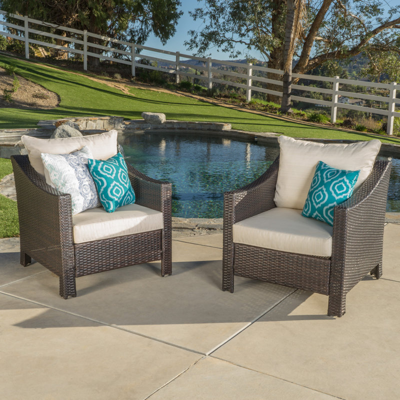 Chaise de patio avec coussins Amarveer, Brun pâle