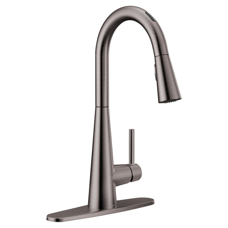 Sleek Smart Touchless Single Handle Kitchen Faucet with Power Clean, Black Stainless