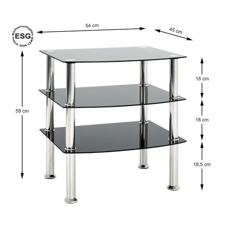 Arnoldo Glass Top End Table, Black