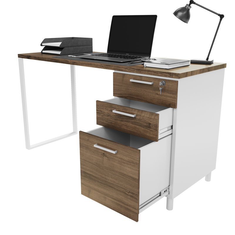 Bureau réversible Faith-Sharona, Blanc et blanc