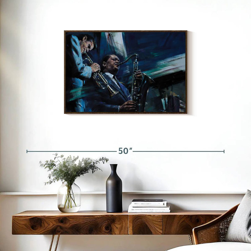 Bleu froid, Cadre flottant noyer, 31 po x 21 po