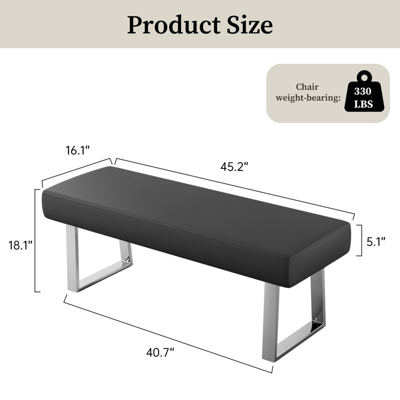 Faux Leather Upholstered Bench, Black