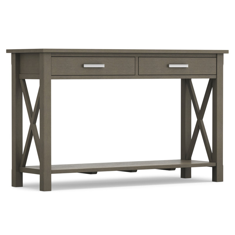 Contemporary Farmhouse Gray Wood Console Table with Storage