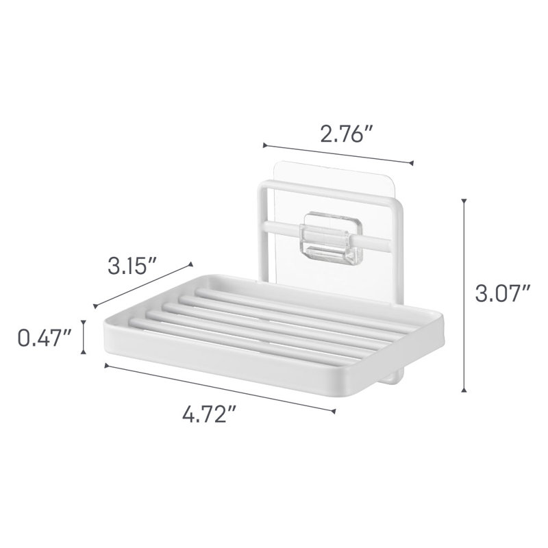 White Stainless Steel Self-Adhesive Soap Tray