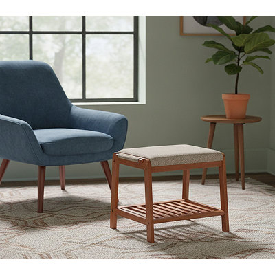 Solid Bamboo Upholstered Bench