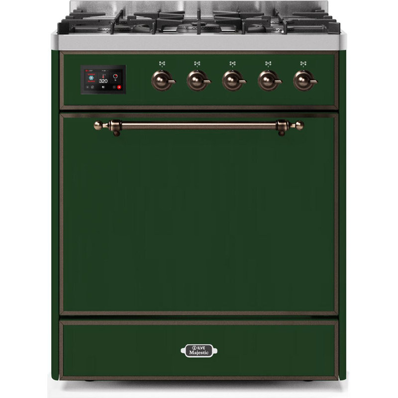Majestic II 30" 4 cu.ft. Freestanding Dual Fuel with Convection Oven, Liquid Propane, White/Brass