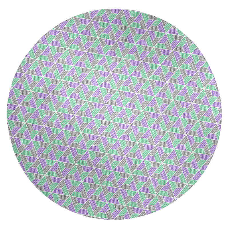 Tapis moyenne aqua marine marine/mi-moyenne orchidées, Rond 5 pi