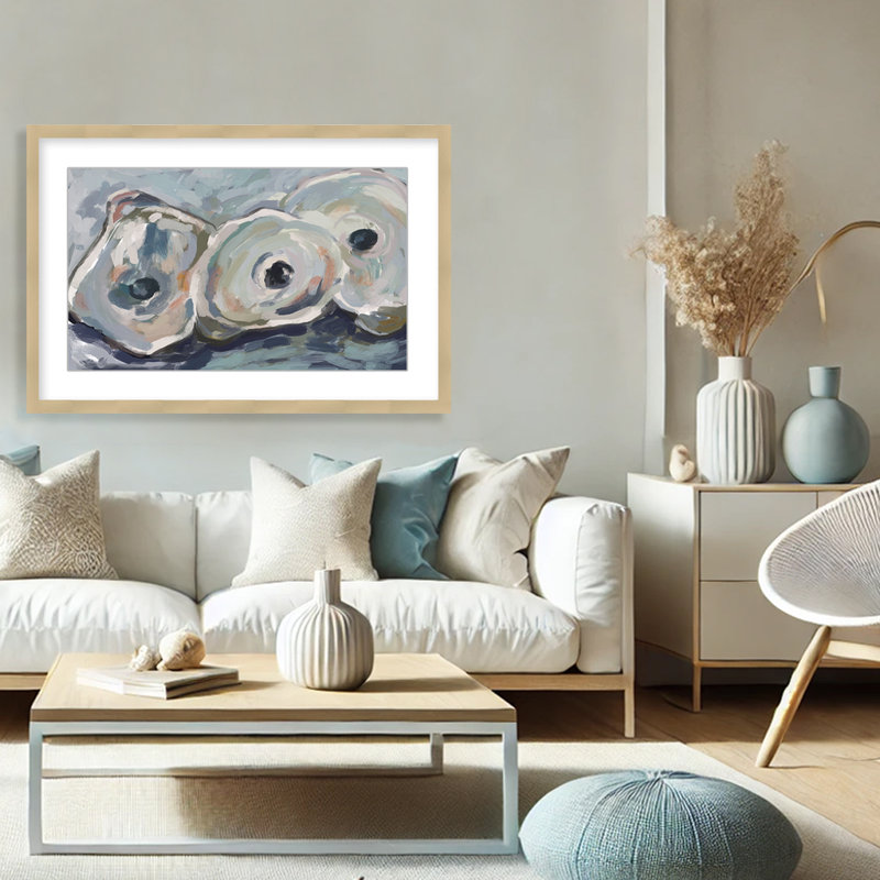 Coastal Retreat Pearlescent Elegance: Oyster Abstract, 16" H x 24" W