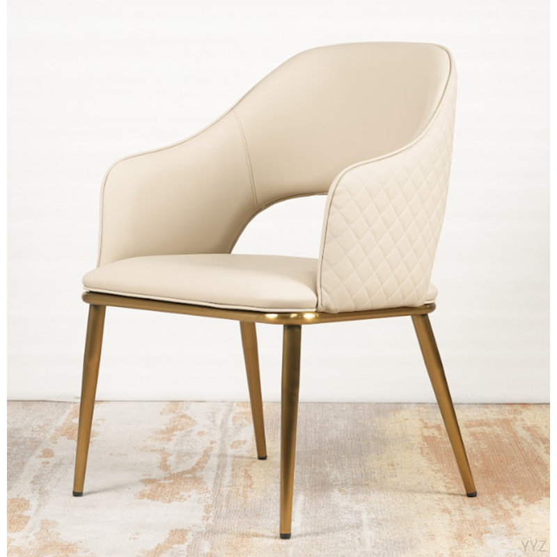 Chaises de salle à manger matelassées Luxe: crème et or