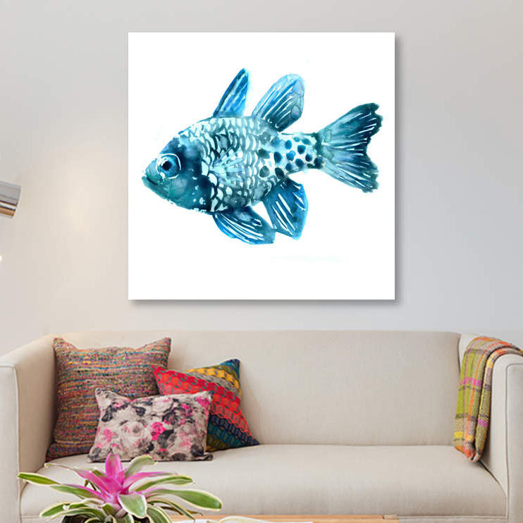 « fish ii », impression sur toile, H 37 po x l 37 po x P 1,5 po, Pas de tapis, Toile tendue