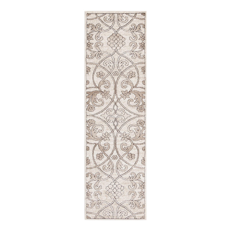 Tapis oriental beige foncé Derby, Tapis de couloir de 2 pi x 7 pi 1 po