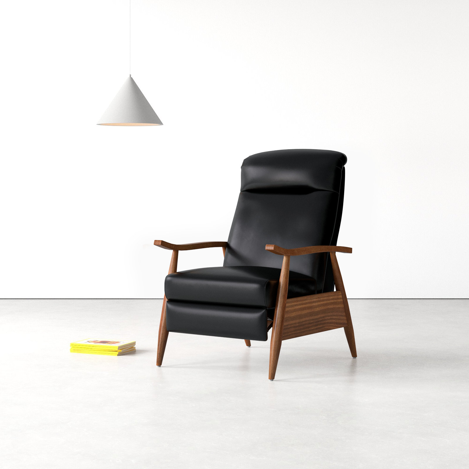 Imona 30" Genuine Leather Manual Recliner, Black Genuine Leather