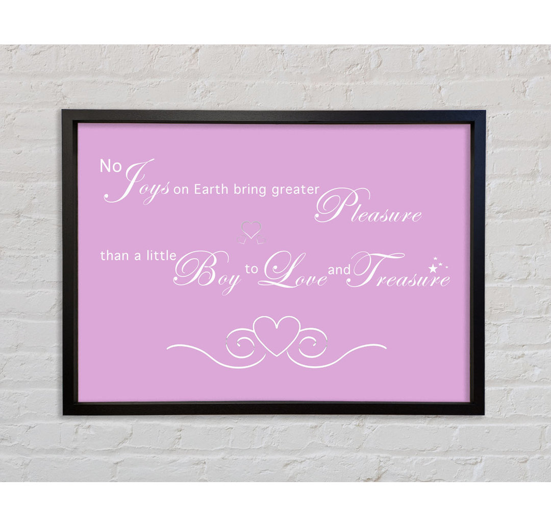 Kinderzimmer Zitat No Joys On Earth Bring Pleasure - Single Picture Frame Typography on Canvas