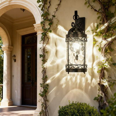 Large Dusk To Dawn Outdoor Wall Sconce, 20-Inch Vintage European Style Exterior Light Fixture With IP65 Waterproof, Photocell Sensor For Porch, Front Door, And Balcony