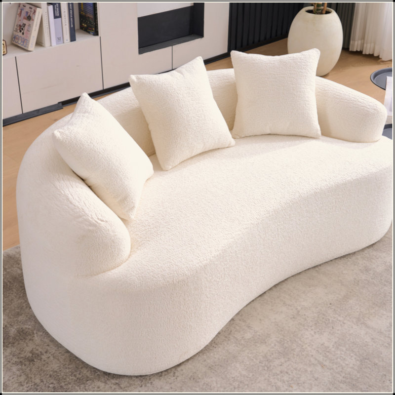 Canapé à deux places, tissu en chenille de grain de bois, canapé à compression double éponge, canapé à compression à deux places avec 2 coussins pour la maison / la maison / le mobilier / l’appartement / le bureau
