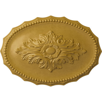 Endurathane Oxford Ceiling Medallion, 16 7/8"W x 11 3/4"H x 1 1/2"P, Hand-Painted Iridescent Gold Finish