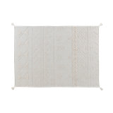 Cotton Geometric Area Rug in Light Gray/Beige