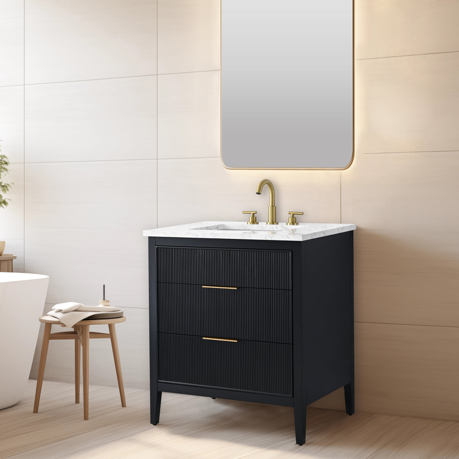 Bilroy 30'' Single Sink Bathroom Vanity , Black