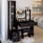 43.3" 3-Piece Vanity Set with Lighted LED Mirror, Full-Length Mirror Cabinet & Stool, Black-126618476