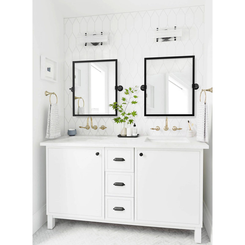 Metal Rectangle Mirror, Matte Black, 24" x 22"