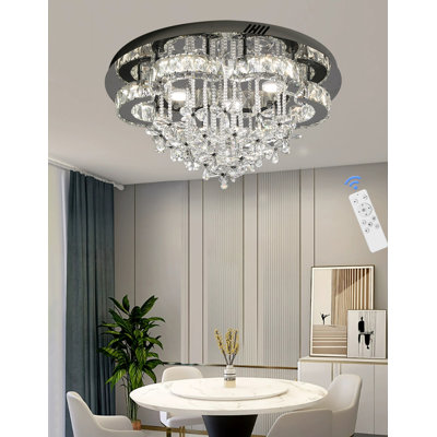 Lustre en cristal à motif floral de 61 cm (24 po) avec DEL à intensité variable 3000-6000 K