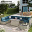 Ensemble de conversation 9 pièces pour patio en rotin avec foyer-1875887115