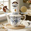 Vintage European Porcelain Tea Set For Adults, 21-Piece Bone China Service With Floral Design And Gold Trim For Elegant Tea Parties And Home Decor