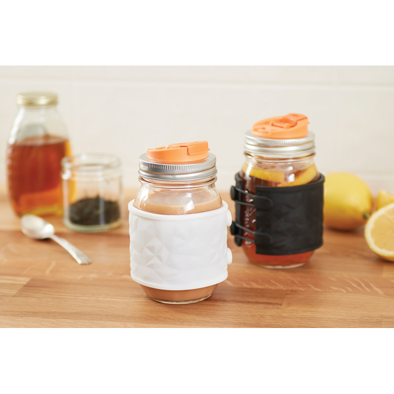 Manchon protecteur de pots en silicone mason, Noir / Blanc