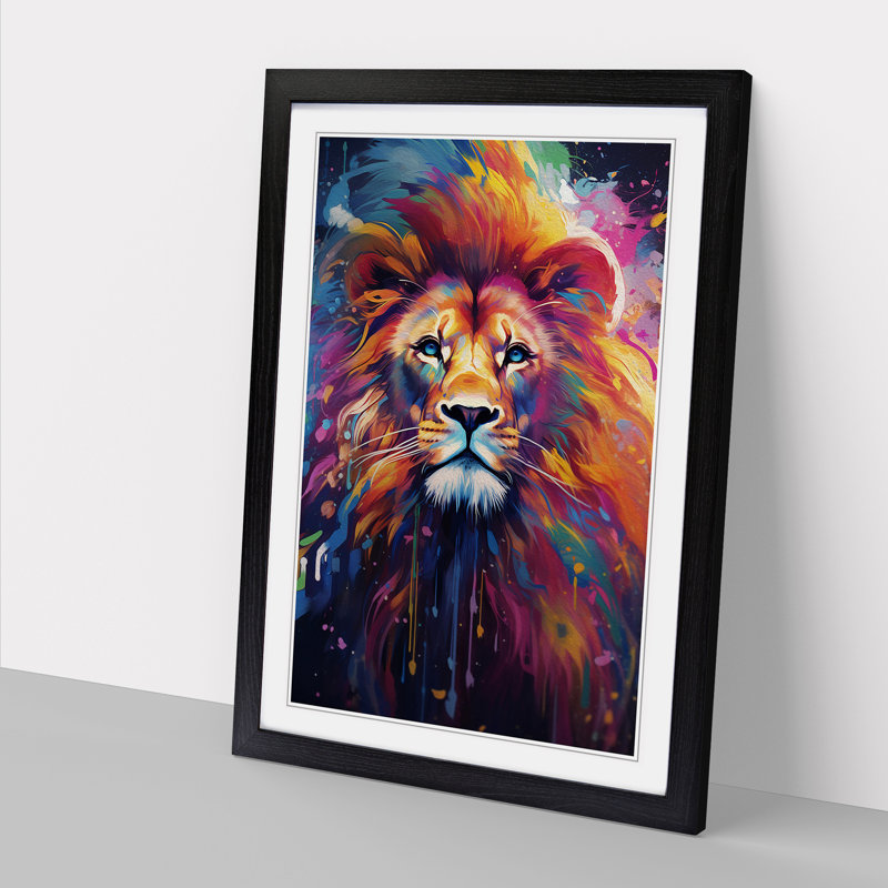Lion Futurism - Framed Print, Black, 46cm H x 34cm W x 2cm D