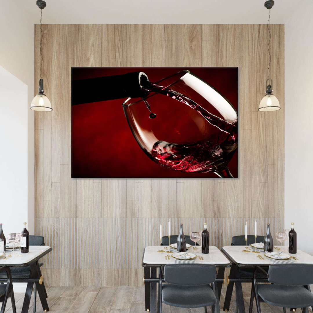 Red Wine Wine Glass Canvas Print On Canvas Print Ebern Designs 