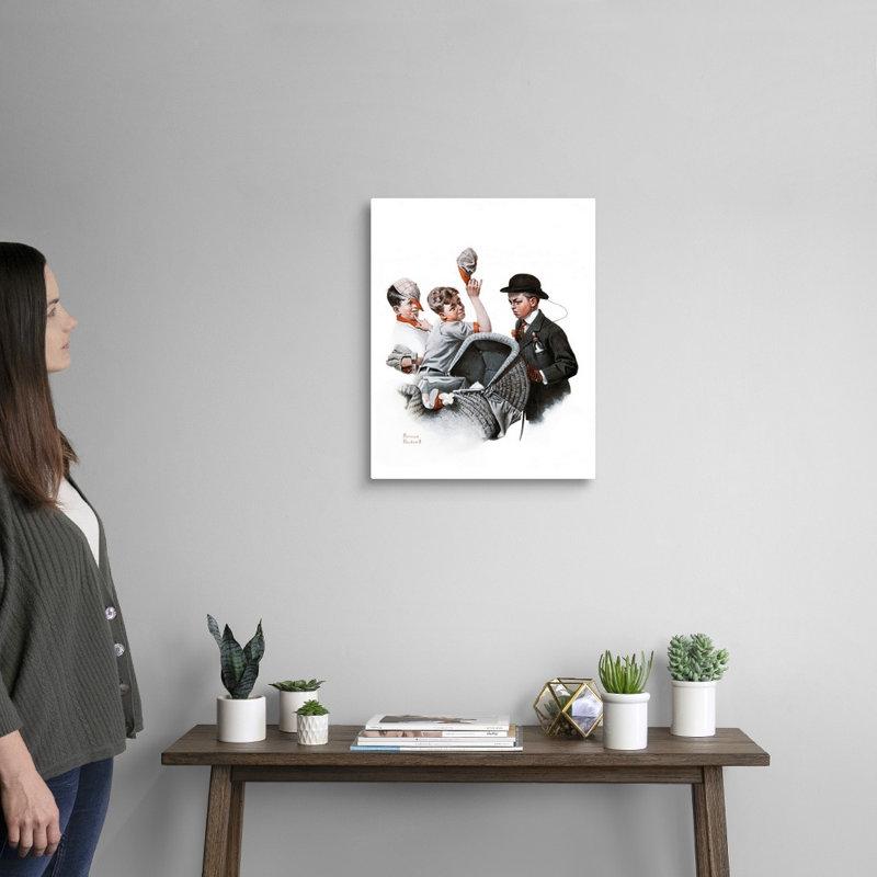 Garçon avec landau, art mural sur toile, Toile tendue, H 20 po x l 16 po x P 1,25 po