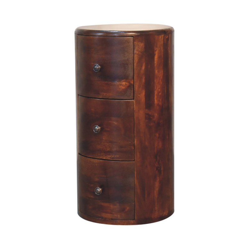 Solid Wood 3 -Drawer Round Accent Chest