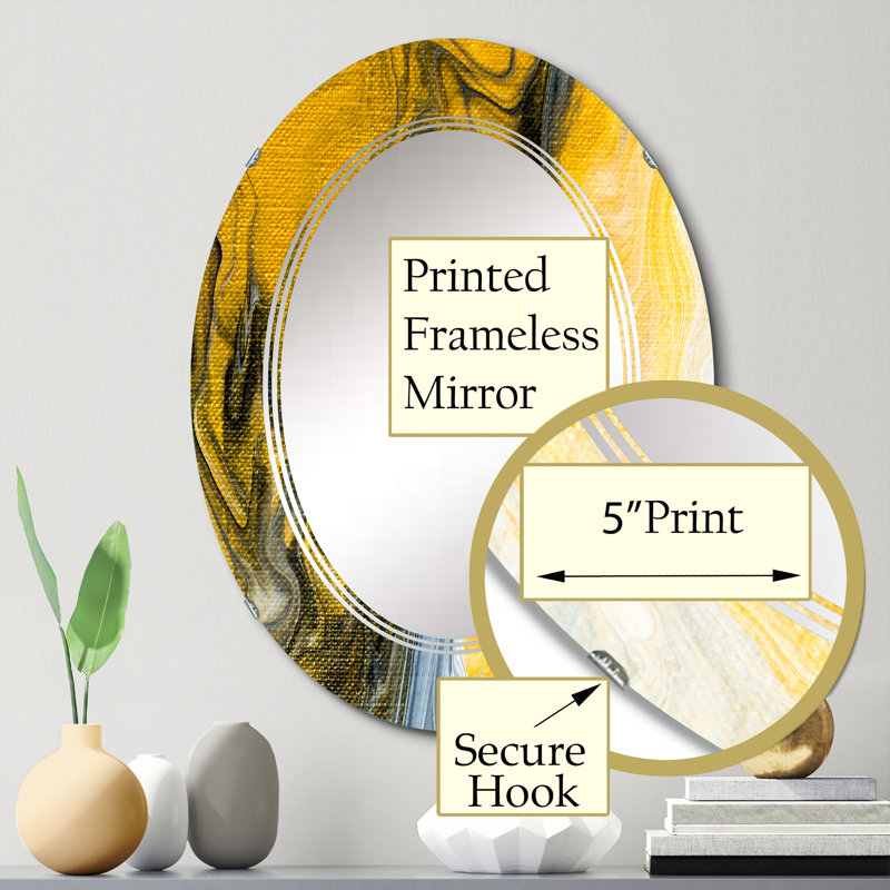 Miroir mural noir, blanc et jaune, 30 po x 20 po