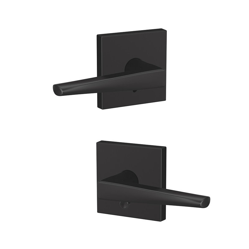 Custom Eller Hall-Closet and Bed-Bath Lever with Collins Trim, Matte Black