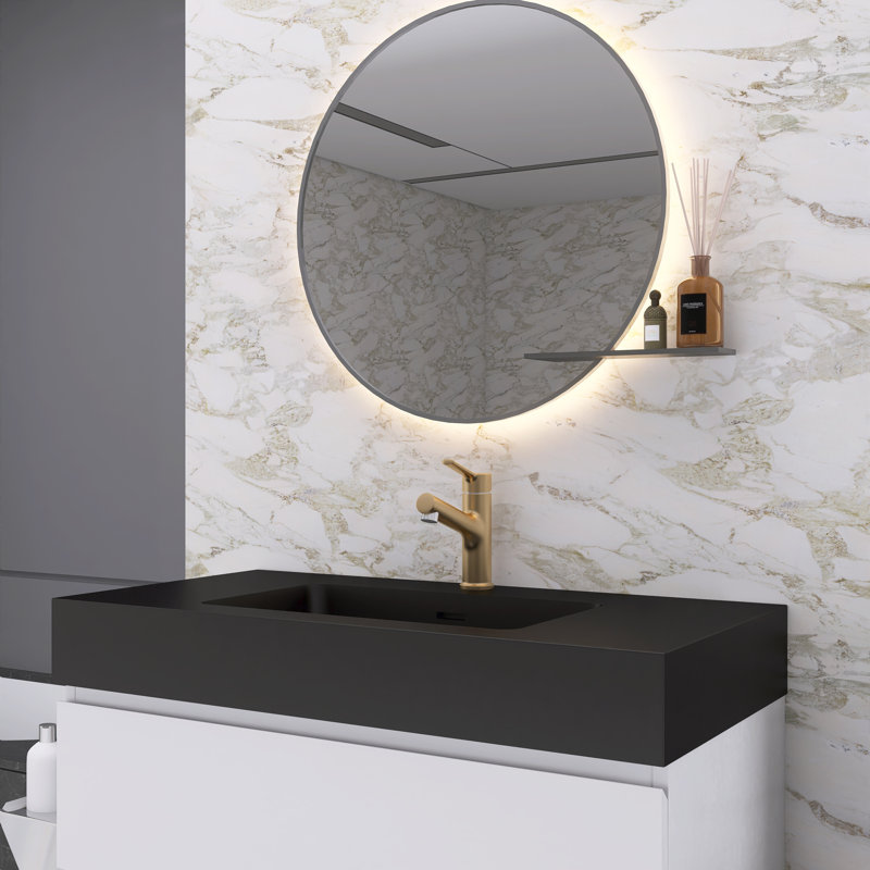 Meuble-lavabo simple Nihat, Blanc, Noir mat
