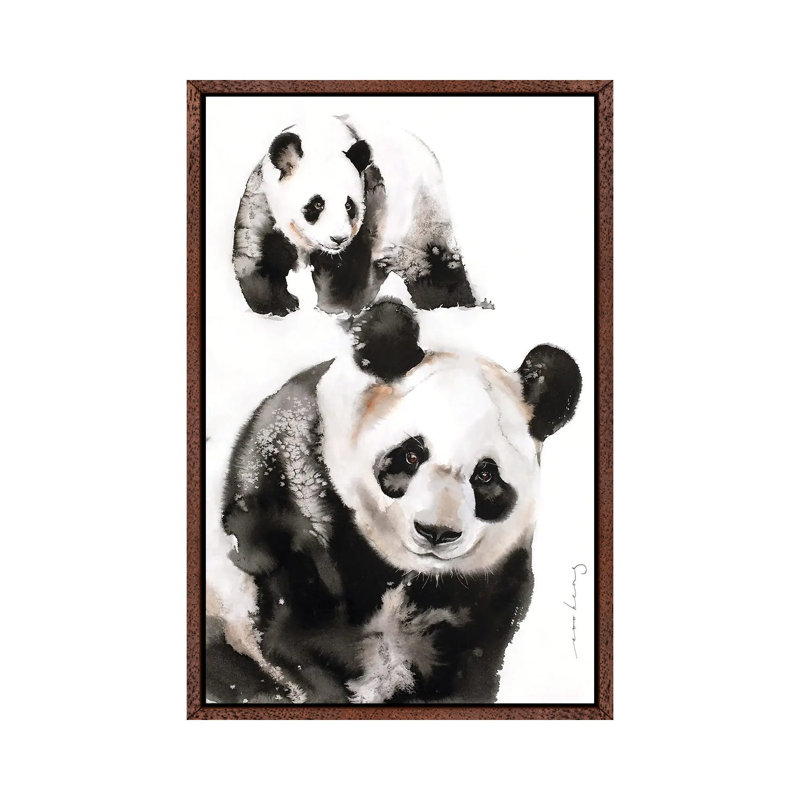 Panda Pair by Soo Beng Lim - Gallery-Wrapped Canvas Giclée on Canvas, 66.04 cm H x 45.72 cm W, Classic Wood Framed