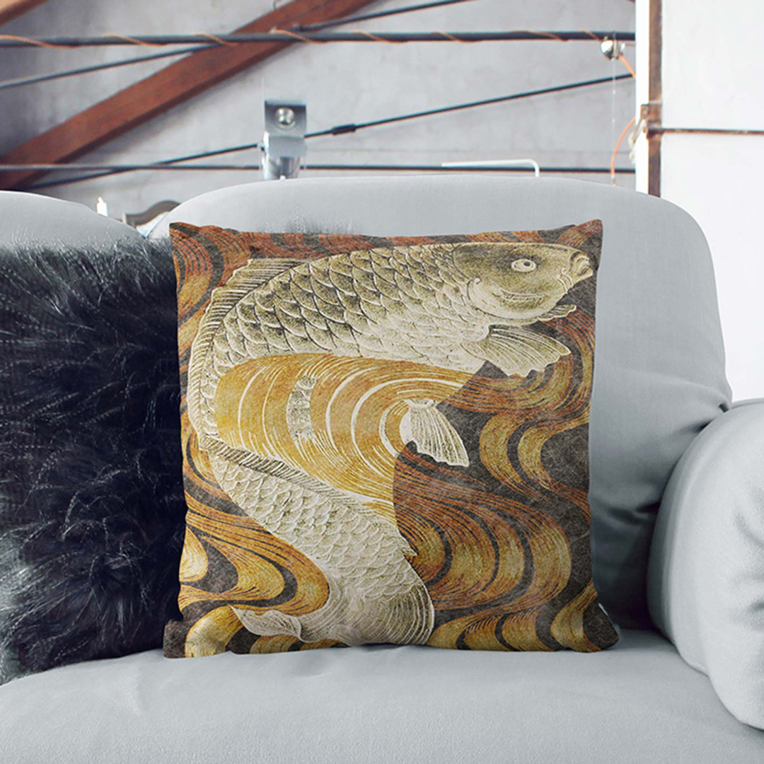 A Carp Fish Swimming Upstream Cushion with Filling