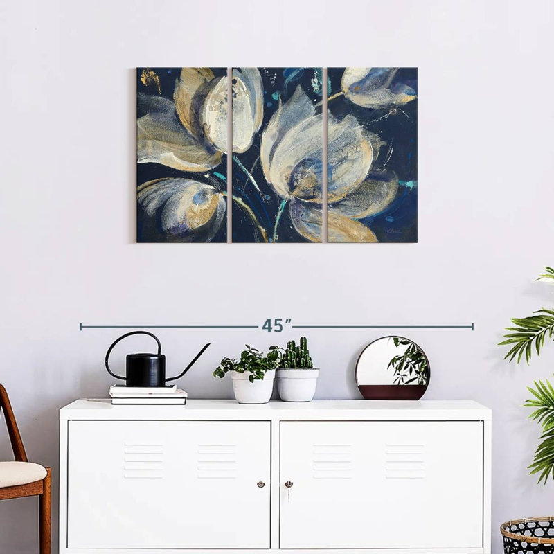 " Midnight Garden " 3 - Pieces, 20" H x 33" W x 1.25" D