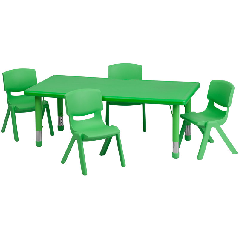 Ensemble de 4 tables d'activités rectangulaires ajustables en plastique l 24 po x L 48 po Goddard, Vert