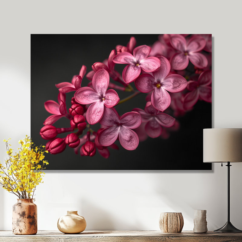 Noir et rose, photo de beauté lilas romantique II - lilas, art mural, Toile tendue, H 34 po x l 44 po
